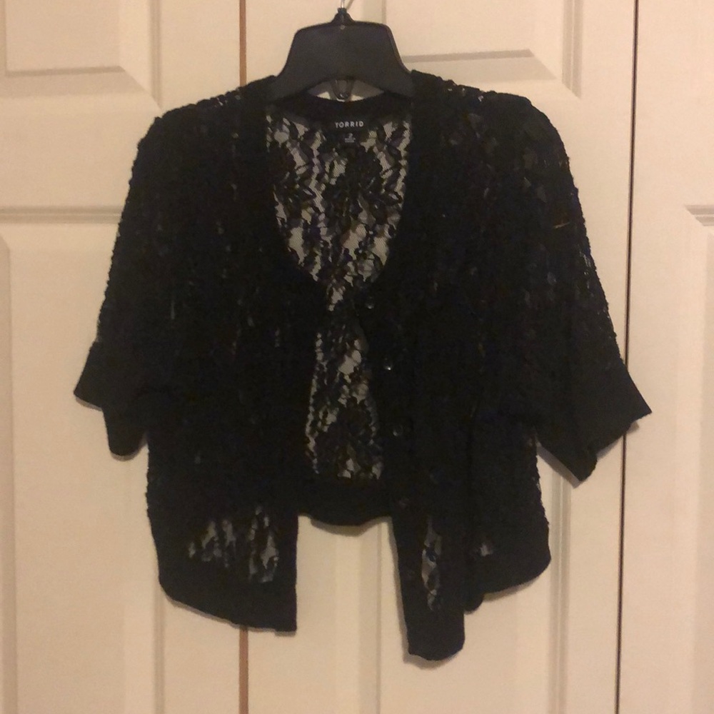 TORRID • Black Lace Cardigan • Size 2